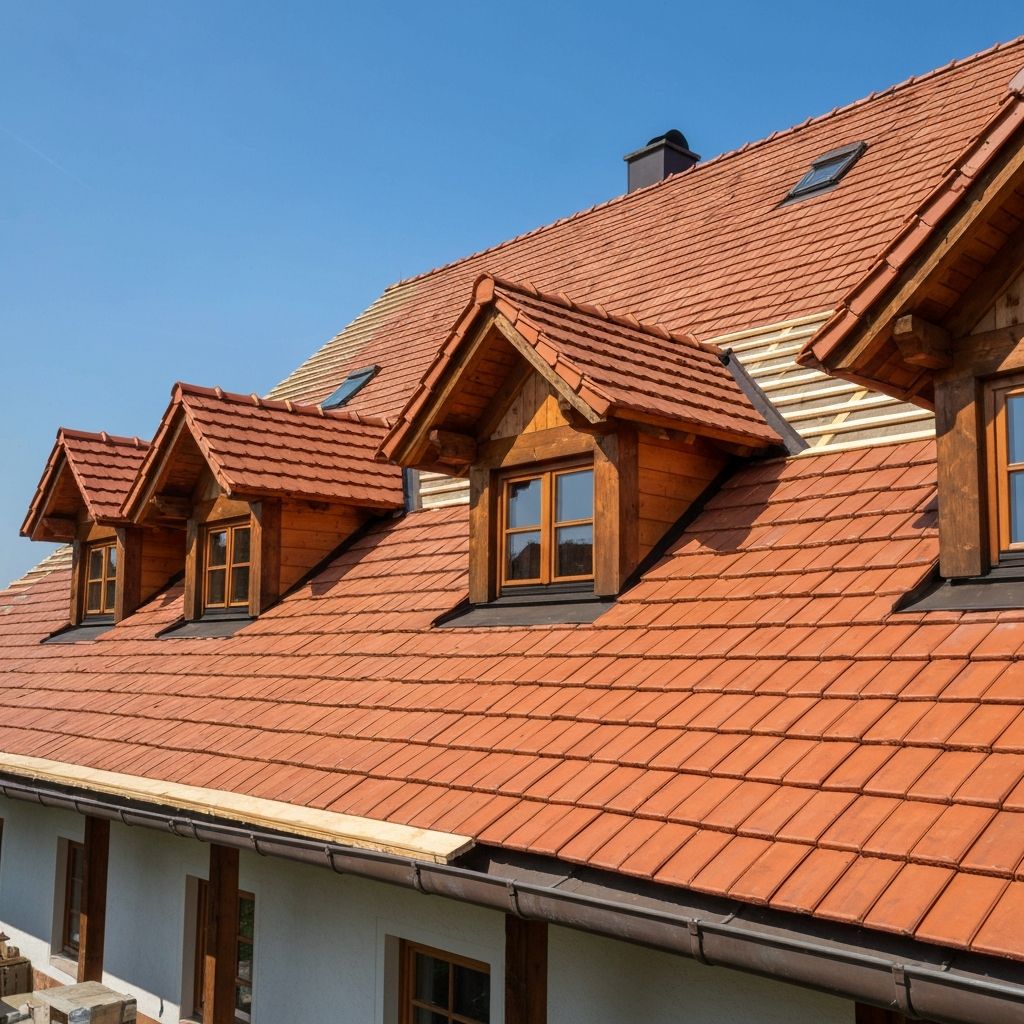 Renoviertes Dach mit neuen Dachziegeln