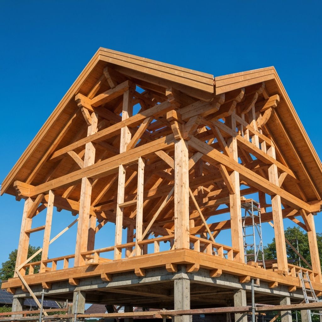 Neubau Holzdachstuhl im Rohbau