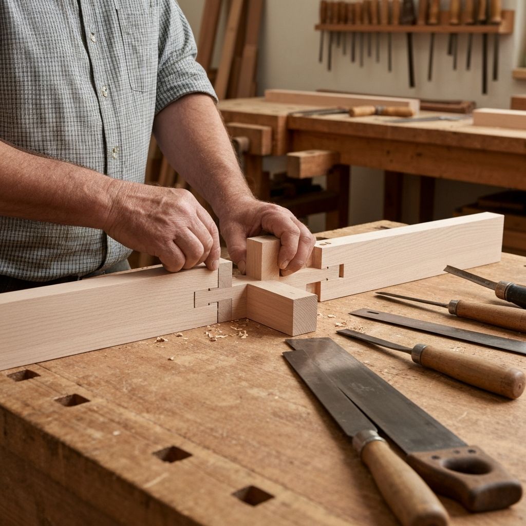 Detailaufnahme Holzverbindung – Zimmermannshandwerk